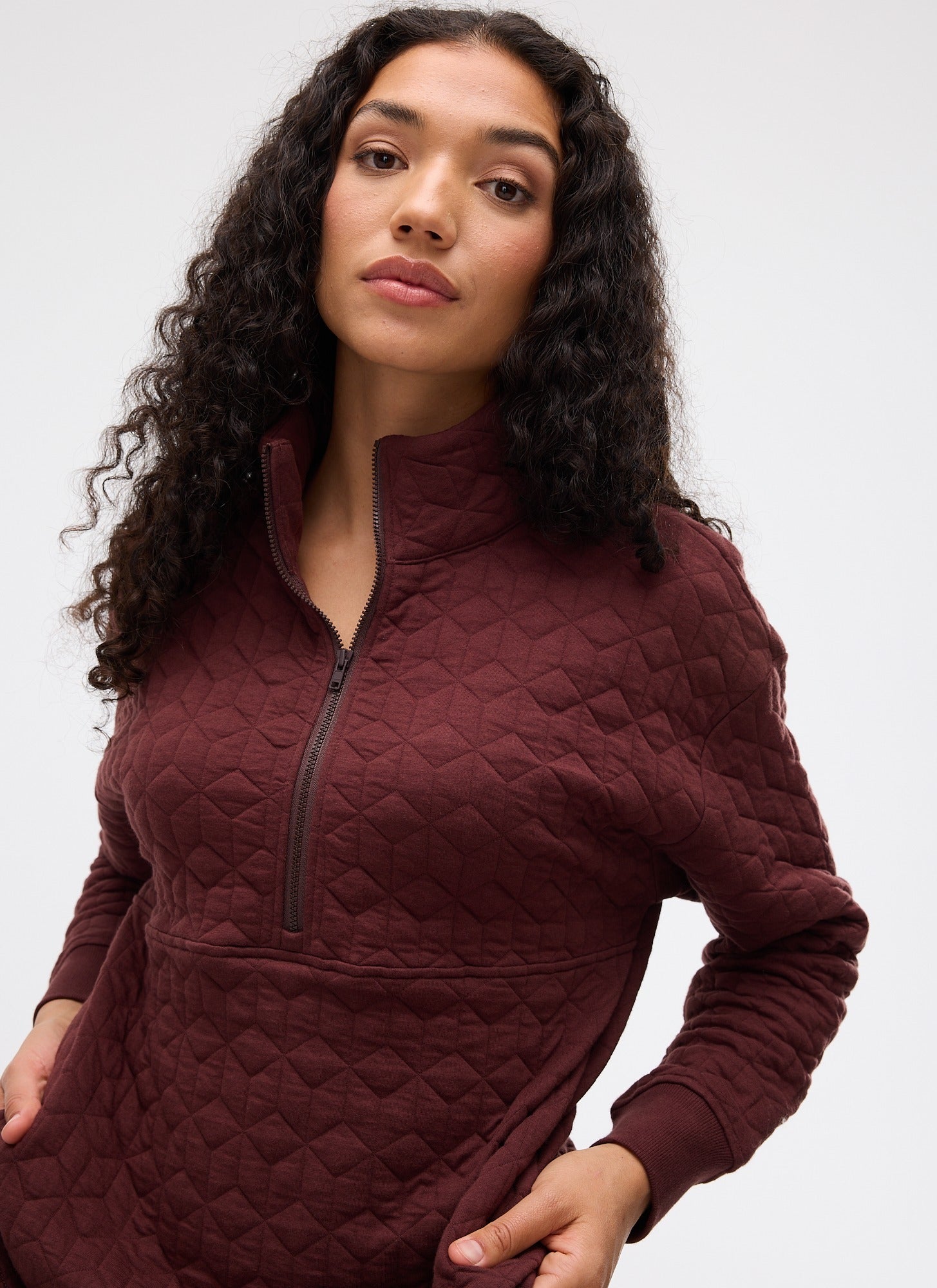 Chandail long matelassé demi-zip FREYA