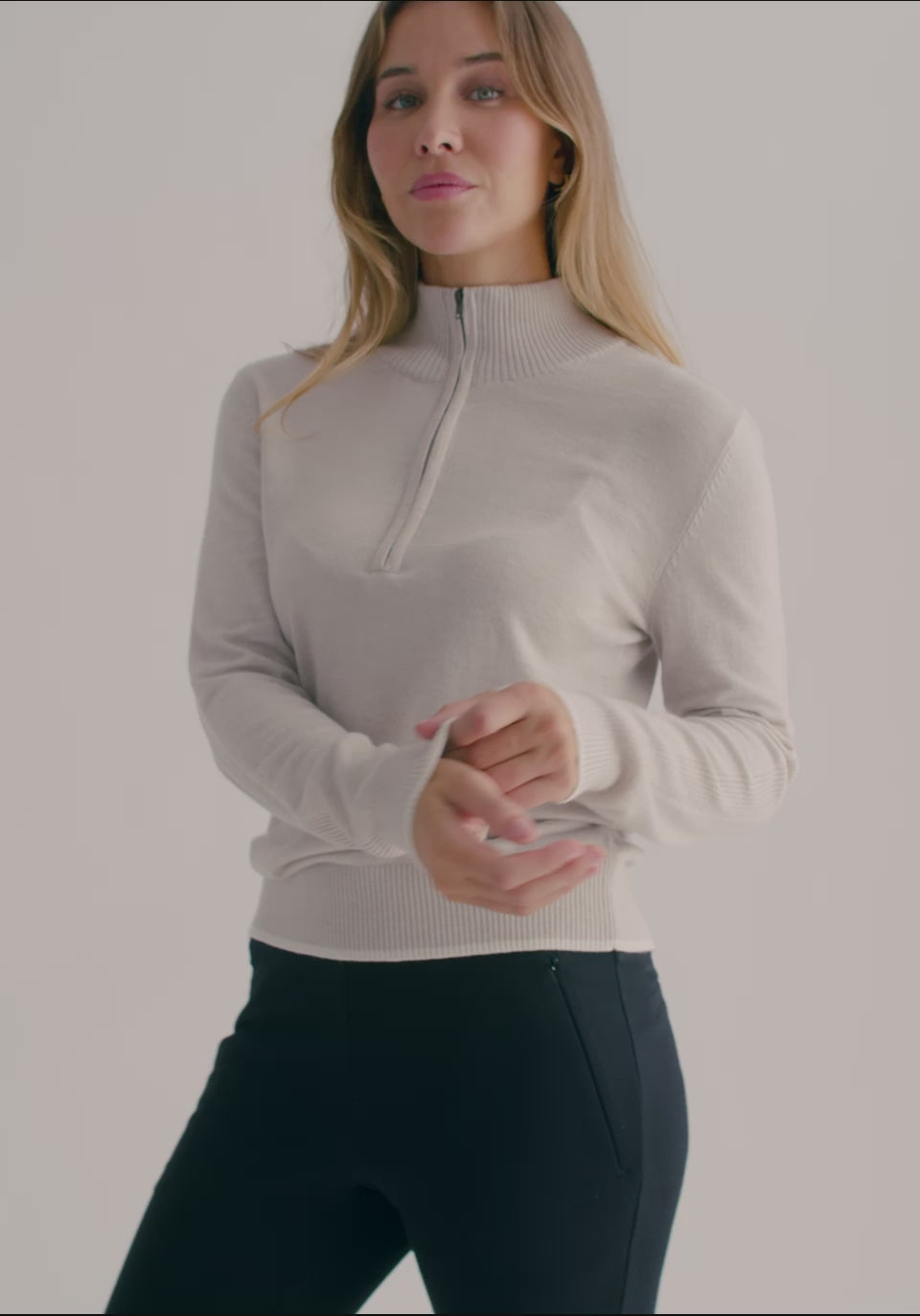 Load video: SAGA HALF ZIP SWEATER